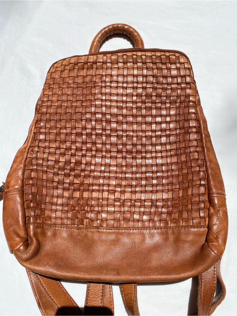 Vilenca Holland anthropologie Tan Woven Leather Backpack